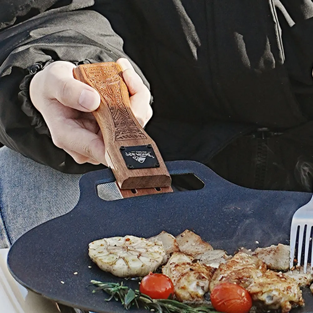 Camping Hiking Cooking - 야외용 천연 나무 그릴 팬 손잡이