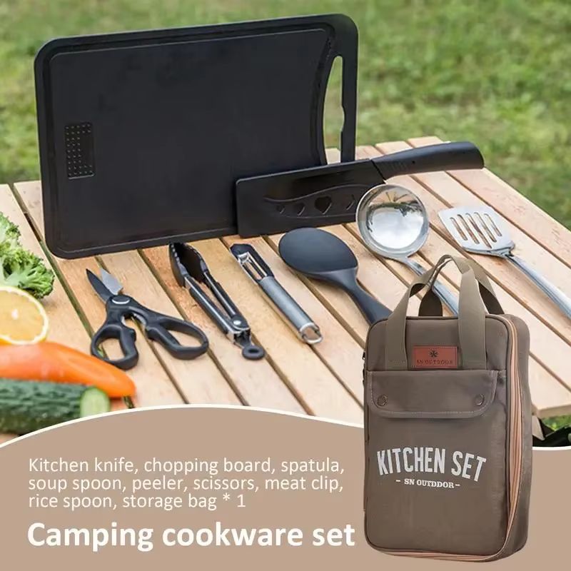 8pcs 캠핑 주방 조리기구 세트 휴대용 가방 야외 여 - Camping Hiking Cooking 리뷰 및 가격