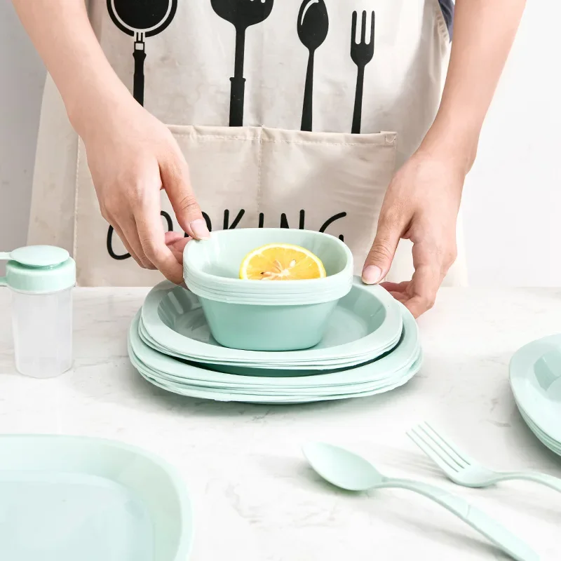 휴대용 야외용 플라스틱 식기 세트 54개, 캠핑 및 피 - Camping Cooking Dining Set 리뷰 및 가격