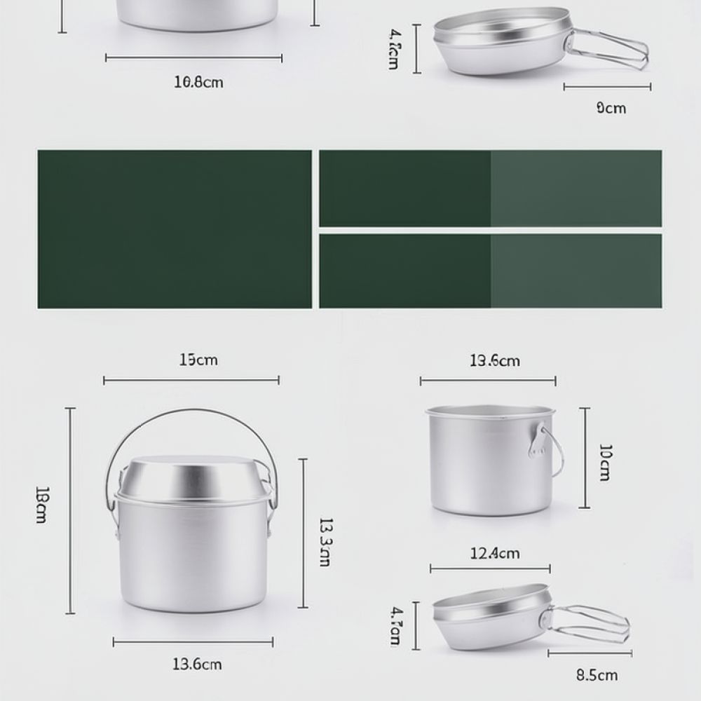 휴대용 알루미늄 캠핑 냄비 세트. 스타크 캠핑, 야외  - Camping Cooking Dining Set 리뷰 및 가격